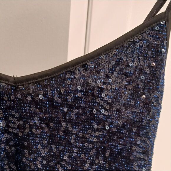 EXPRESS Sequined Camisole Tank Top Navy Spaghetti Strap Sz Small NWT - Picture 6 of 12